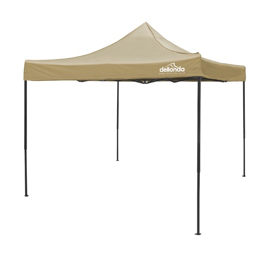 Dellonda DG130 Dellonda Premium 3 x 3m Pop-Up Gazebo, PVC Coated, Water-Resistant Fabric, Supplied with Carry Bag, Rope, Stakes & Weight Bags - Beige Canopy