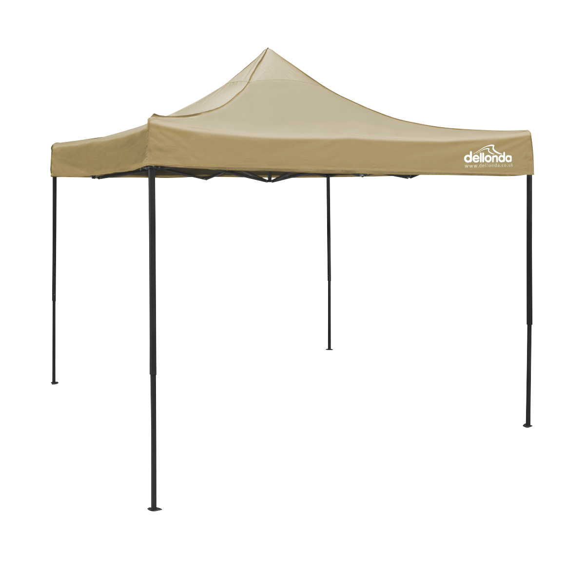 Dellonda DG130 Dellonda Premium 3 x 3m Pop-Up Gazebo, PVC Coated, Water-Resistant Fabric, Supplied with Carry Bag, Rope, Stakes & Weight Bags - Beige Canopy