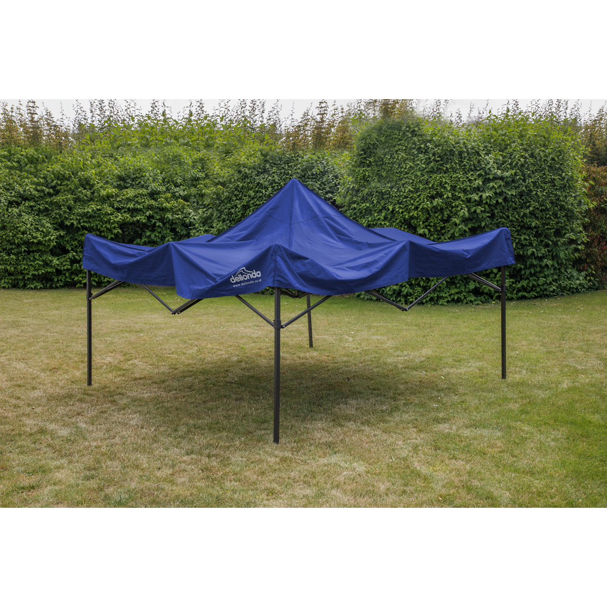 Dellonda DG131 Dellonda Premium 3 x 3m Pop-Up Gazebo, PVC Coated, Water-Resistant Fabric, Supplied with Carry Bag, Rope, Stakes & Weight Bags - Blue Canopy