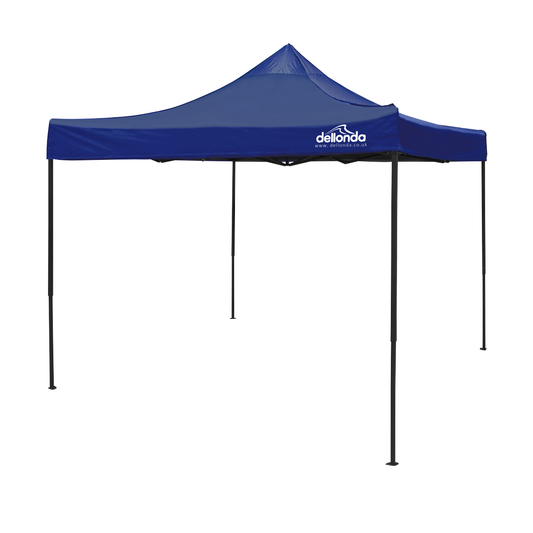 Dellonda DG131 Dellonda Premium 3 x 3m Pop-Up Gazebo, PVC Coated, Water-Resistant Fabric, Supplied with Carry Bag, Rope, Stakes & Weight Bags - Blue Canopy