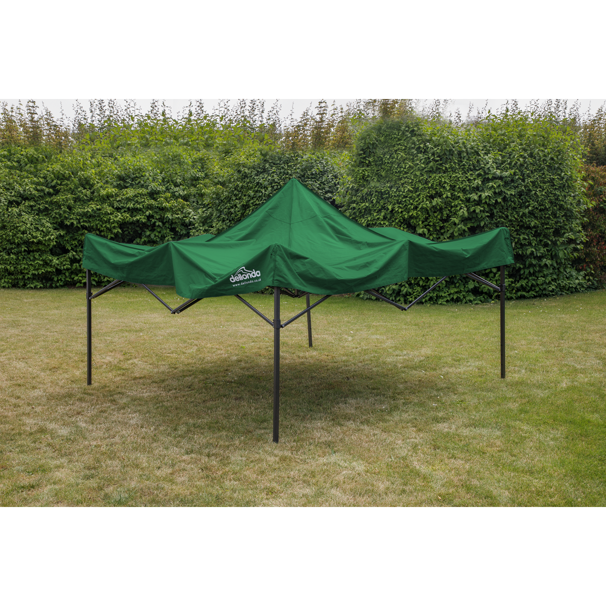 Dellonda DG132 Dellonda Premium 3 x 3m Pop-Up Gazebo, PVC Coated, Water-Resistant Fabric, Supplied with Carry Bag, Rope, Stakes & Weight Bags - Dark Green Canopy