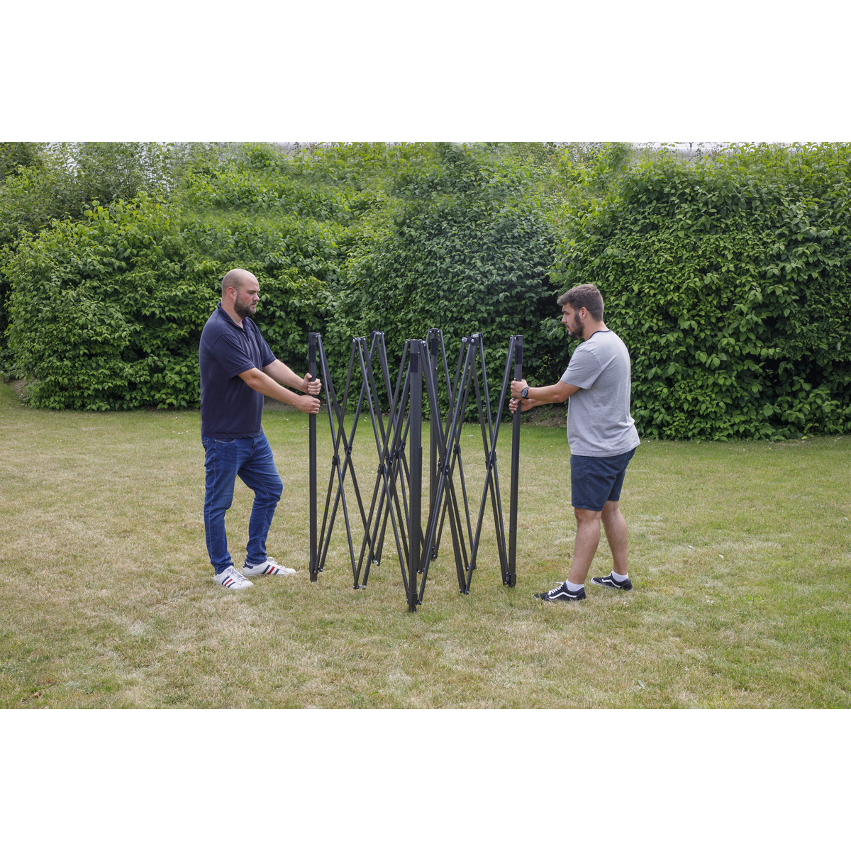 Dellonda DG132 Dellonda Premium 3 x 3m Pop-Up Gazebo, PVC Coated, Water-Resistant Fabric, Supplied with Carry Bag, Rope, Stakes & Weight Bags - Dark Green Canopy