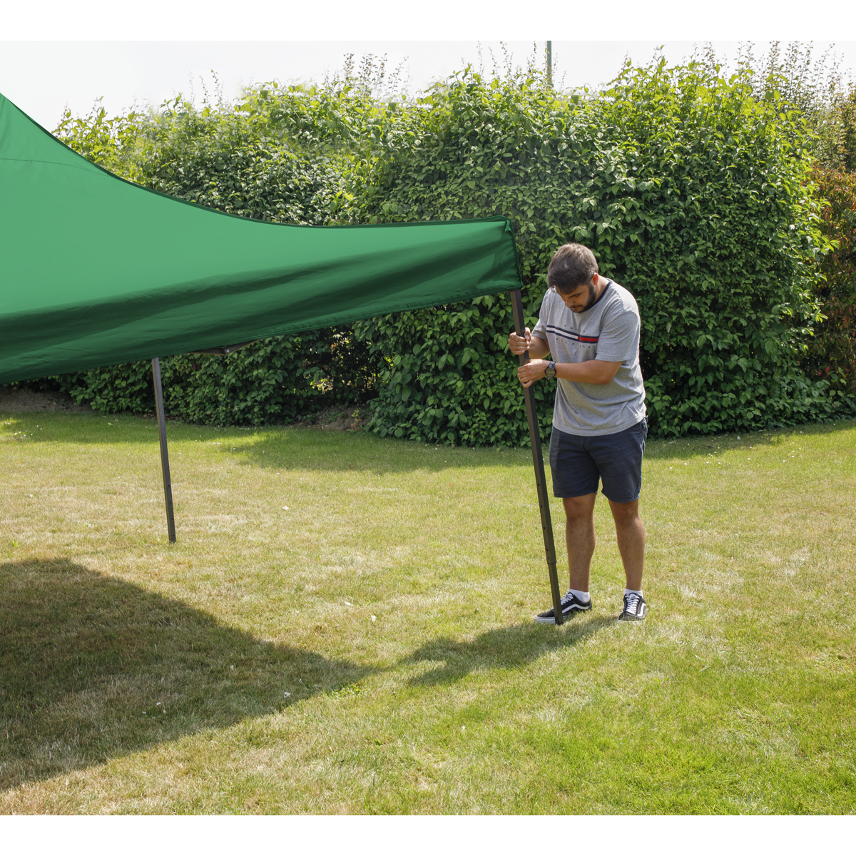 Dellonda DG132 Dellonda Premium 3 x 3m Pop-Up Gazebo, PVC Coated, Water-Resistant Fabric, Supplied with Carry Bag, Rope, Stakes & Weight Bags - Dark Green Canopy