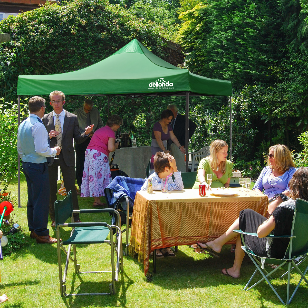 Dellonda DG132 Dellonda Premium 3 x 3m Pop-Up Gazebo, PVC Coated, Water-Resistant Fabric, Supplied with Carry Bag, Rope, Stakes & Weight Bags - Dark Green Canopy