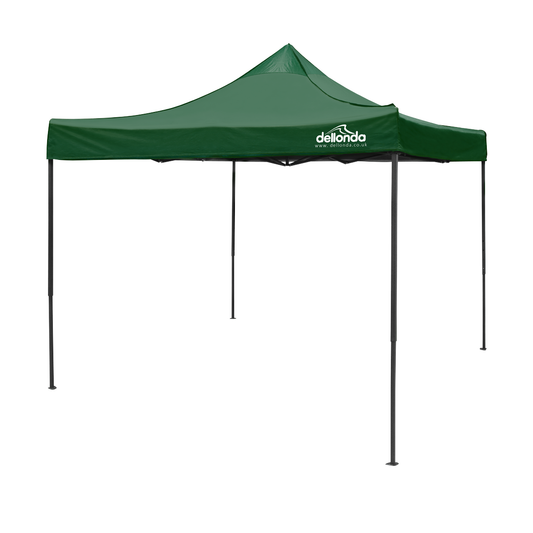 Dellonda DG132 Dellonda Premium 3 x 3m Pop-Up Gazebo, PVC Coated, Water-Resistant Fabric, Supplied with Carry Bag, Rope, Stakes & Weight Bags - Dark Green Canopy