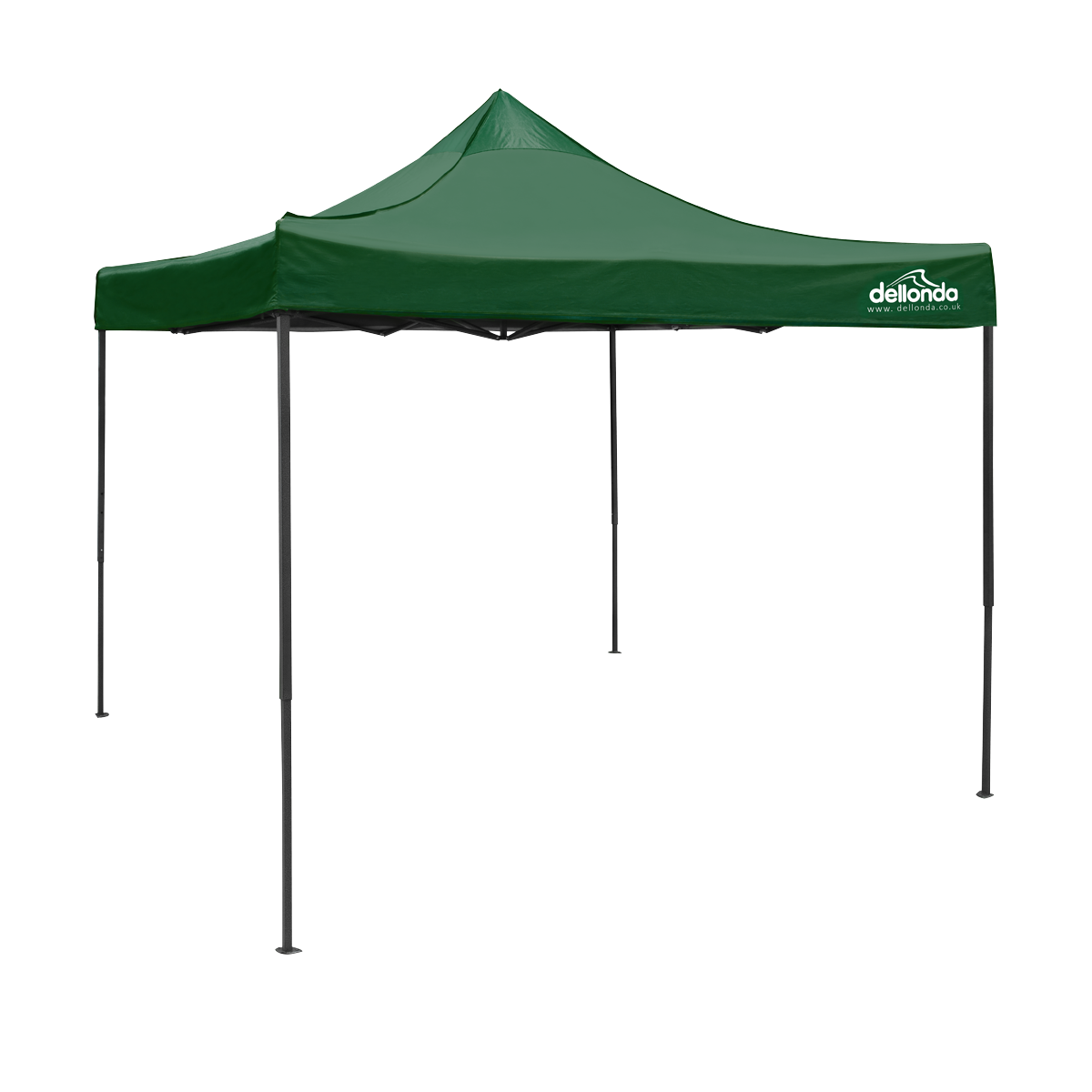 Dellonda DG132 Dellonda Premium 3 x 3m Pop-Up Gazebo, PVC Coated, Water-Resistant Fabric, Supplied with Carry Bag, Rope, Stakes & Weight Bags - Dark Green Canopy