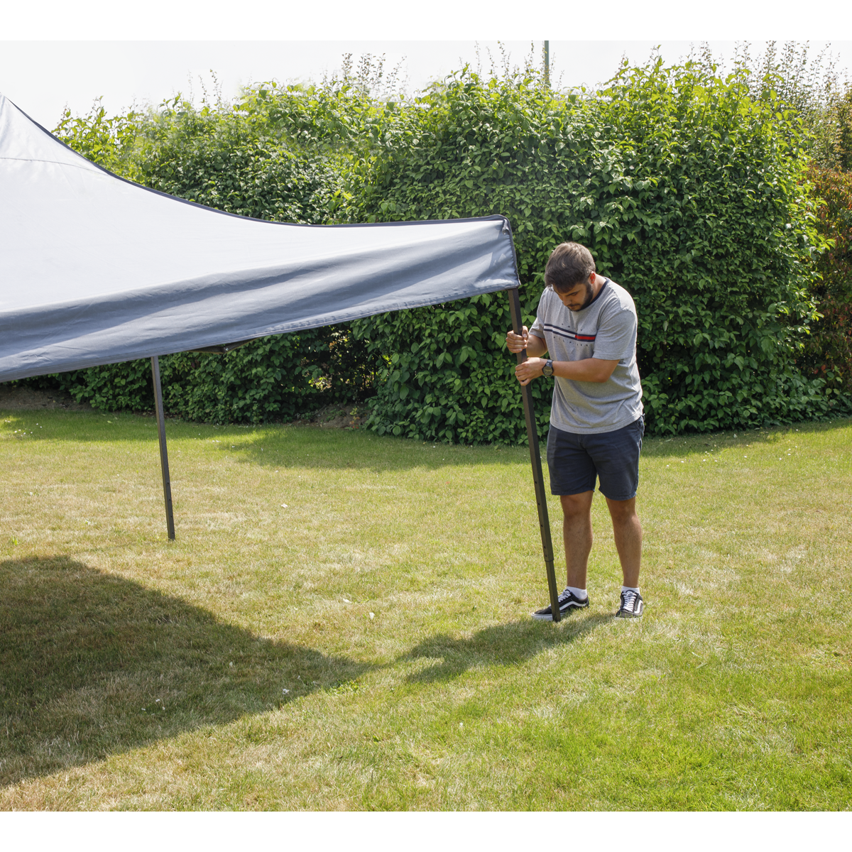 Dellonda DG133 Dellonda Premium 3 x 3m Pop-Up Gazebo, PVC Coated, Water-Resistant Fabric, Supplied with Carry Bag, Rope, Stakes & Weight Bags - Grey Canopy