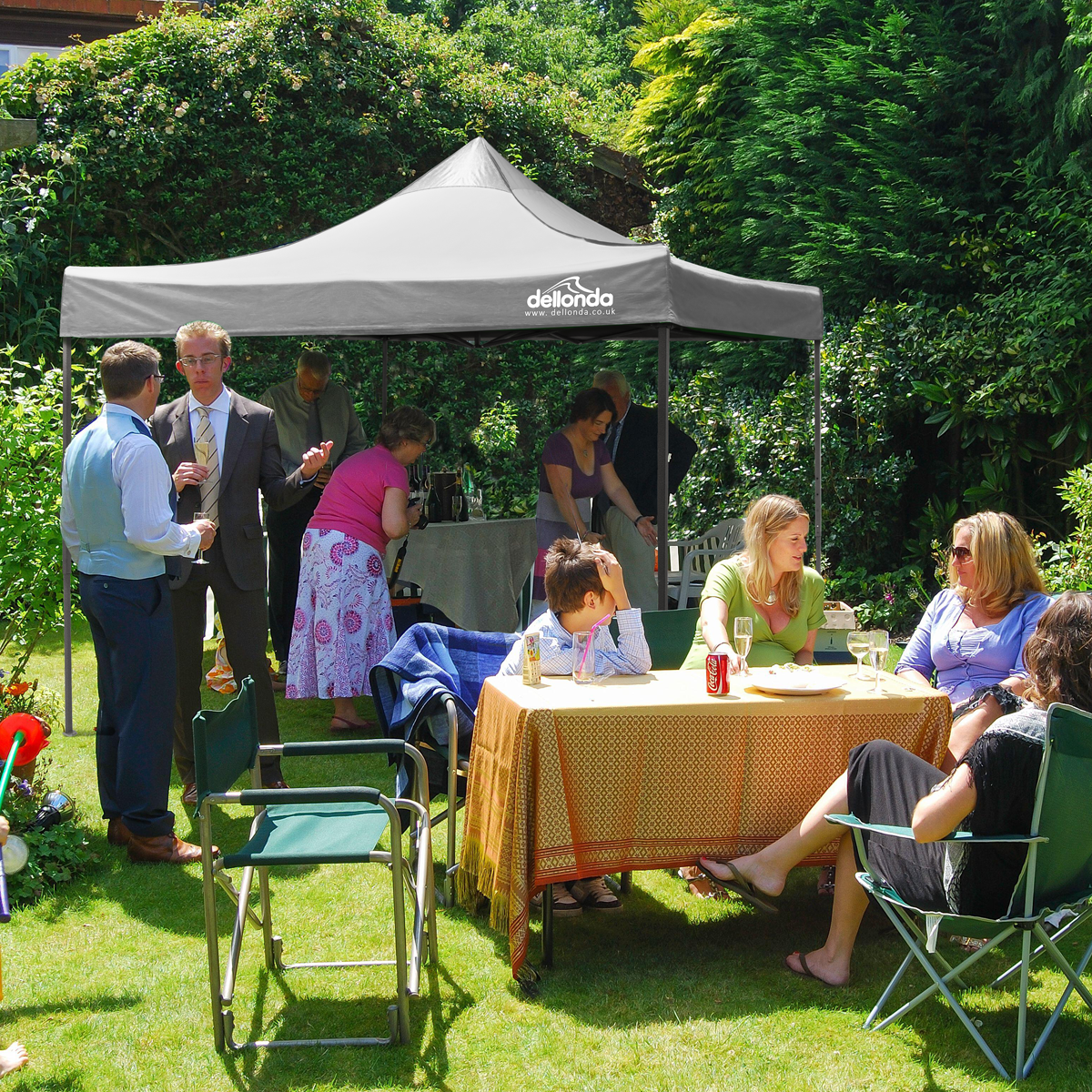 Dellonda DG133 Dellonda Premium 3 x 3m Pop-Up Gazebo, PVC Coated, Water-Resistant Fabric, Supplied with Carry Bag, Rope, Stakes & Weight Bags - Grey Canopy