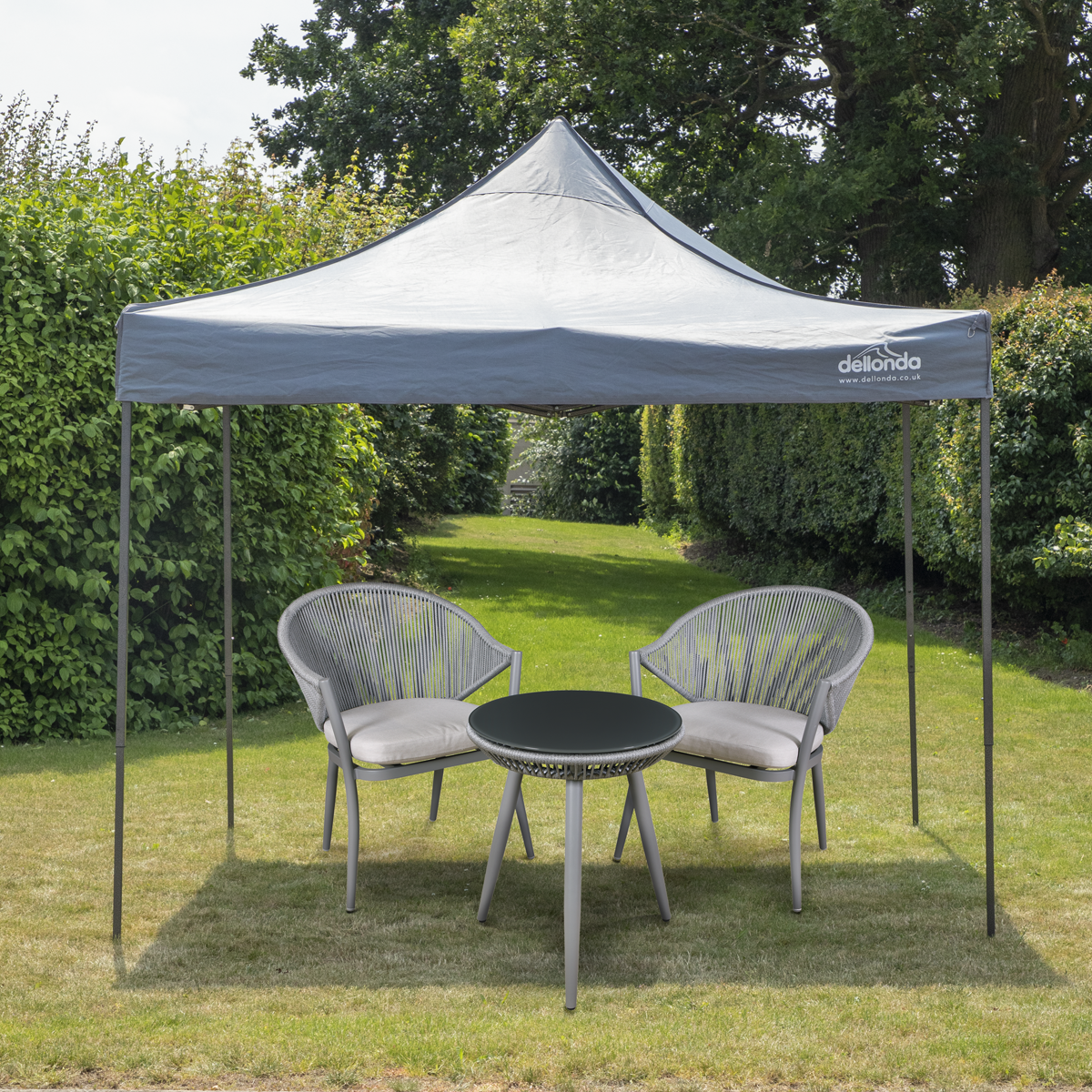 Dellonda DG133 Dellonda Premium 3 x 3m Pop-Up Gazebo, PVC Coated, Water-Resistant Fabric, Supplied with Carry Bag, Rope, Stakes & Weight Bags - Grey Canopy