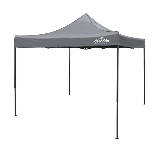 Dellonda DG133 Dellonda Premium 3 x 3m Pop-Up Gazebo, PVC Coated, Water-Resistant Fabric, Supplied with Carry Bag, Rope, Stakes & Weight Bags - Grey Canopy