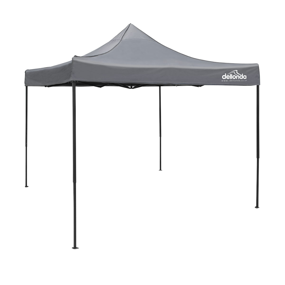Dellonda DG133 Dellonda Premium 3 x 3m Pop-Up Gazebo, PVC Coated, Water-Resistant Fabric, Supplied with Carry Bag, Rope, Stakes & Weight Bags - Grey Canopy