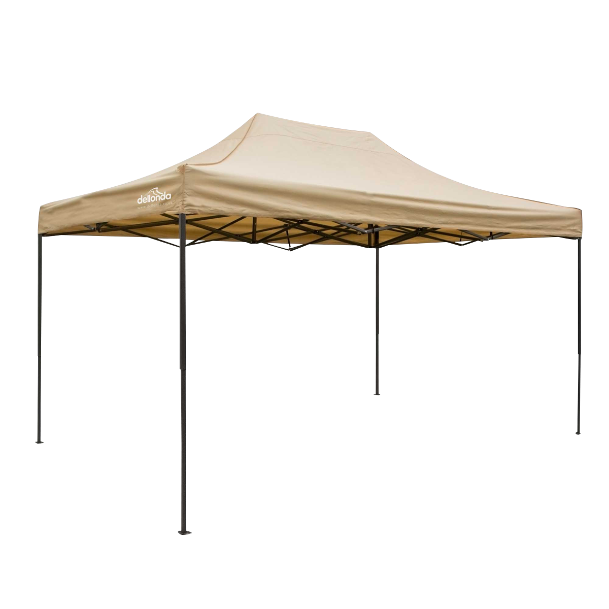 Dellonda DG134 Dellonda Premium 3 x 4.5m Pop-Up Gazebo, Heavy Duty, PVC Coated, Water-Resistant Fabric, Supplied with Carry Bag, Rope, Stakes & Weight Bags - Beige Canopy