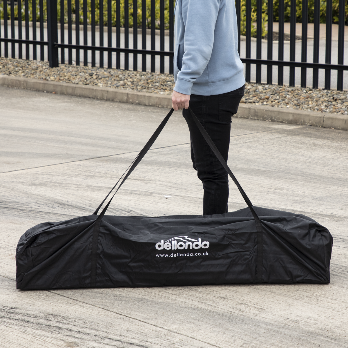 Dellonda DG135 Dellonda Premium 3 x 4.5m Pop-Up Gazebo, Heavy Duty, PVC Coated, Water-Resistant Fabric, Supplied with Carry Bag, Rope, Stakes & Weight Bags - Blue Canopy