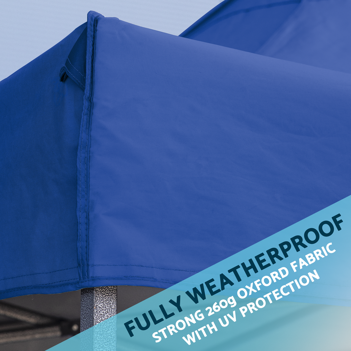 Dellonda DG135 Dellonda Premium 3 x 4.5m Pop-Up Gazebo, Heavy Duty, PVC Coated, Water-Resistant Fabric, Supplied with Carry Bag, Rope, Stakes & Weight Bags - Blue Canopy