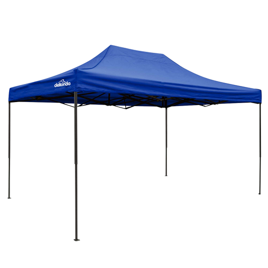 Dellonda DG135 Dellonda Premium 3 x 4.5m Pop-Up Gazebo, Heavy Duty, PVC Coated, Water-Resistant Fabric, Supplied with Carry Bag, Rope, Stakes & Weight Bags - Blue Canopy