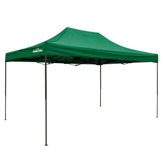 Dellonda DG136 Dellonda Premium 3 x 4.5m Pop-Up Gazebo, Heavy Duty, PVC Coated, Water-Resistant Fabric, Supplied with Carry Bag, Rope, Stakes & Weight Bags - Dark Green Canopy