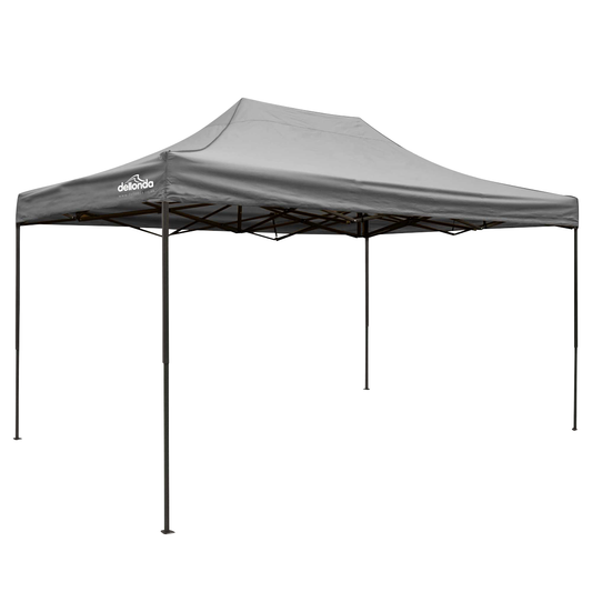 Dellonda DG137 Dellonda Premium 3 x 4.5m Pop-Up Gazebo, Heavy Duty, PVC Coated, Water-Resistant Fabric, Supplied with Carry Bag, Rope, Stakes & Weight Bags - Grey Canopy