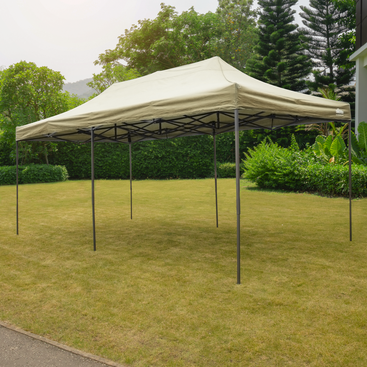 Dellonda DG138 Dellonda Premium 3x6m Pop-Up Gazebo, Heavy Duty, PVC Coated, Water-Resistant Fabric Supplied with Carry Bag, Rope, Stakes & Weight Bags - Beige Canopy