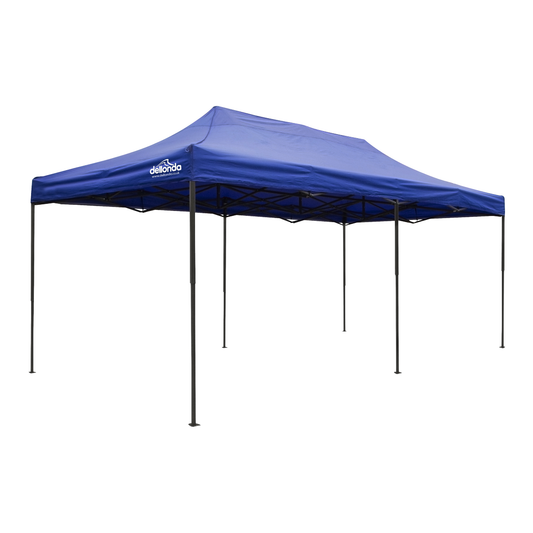 Dellonda DG139 Dellonda Premium 3x6m Pop-Up Gazebo, Heavy Duty, PVC Coated, Water-Resistant Fabric, Supplied with Carry Bag, Rope, Stakes & Weight Bags - Blue Canopy