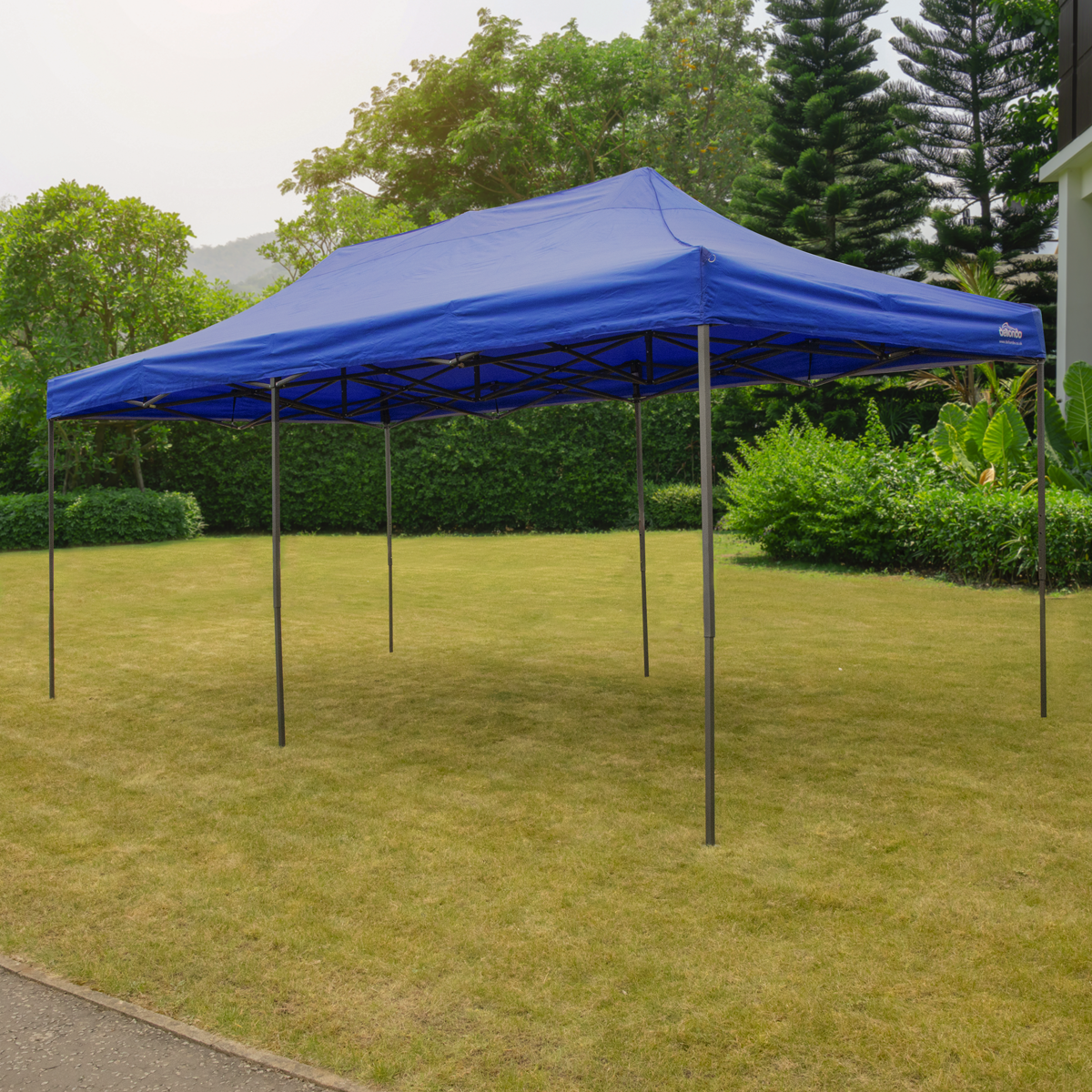 Dellonda DG139 Dellonda Premium 3x6m Pop-Up Gazebo, Heavy Duty, PVC Coated, Water-Resistant Fabric, Supplied with Carry Bag, Rope, Stakes & Weight Bags - Blue Canopy