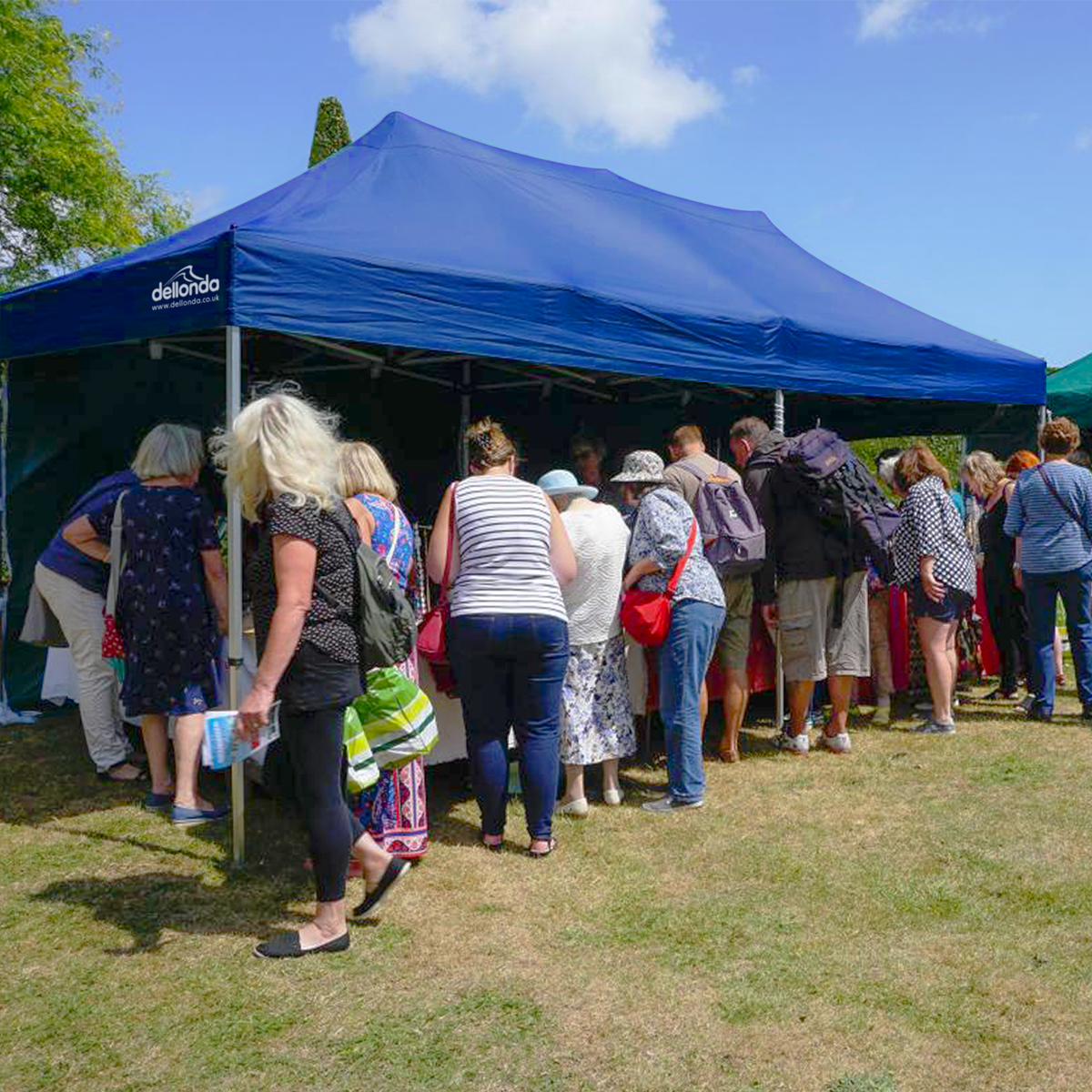 Dellonda DG139 Dellonda Premium 3x6m Pop-Up Gazebo, Heavy Duty, PVC Coated, Water-Resistant Fabric, Supplied with Carry Bag, Rope, Stakes & Weight Bags - Blue Canopy