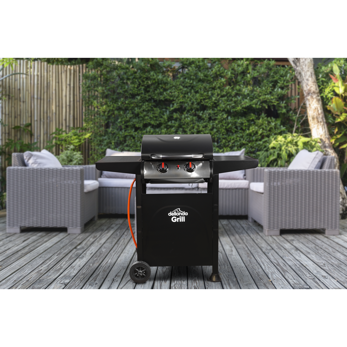 Dellonda DG13 Dellonda 2 Burner Gas BBQ Grill with Piezo Ignition & Thermometer
