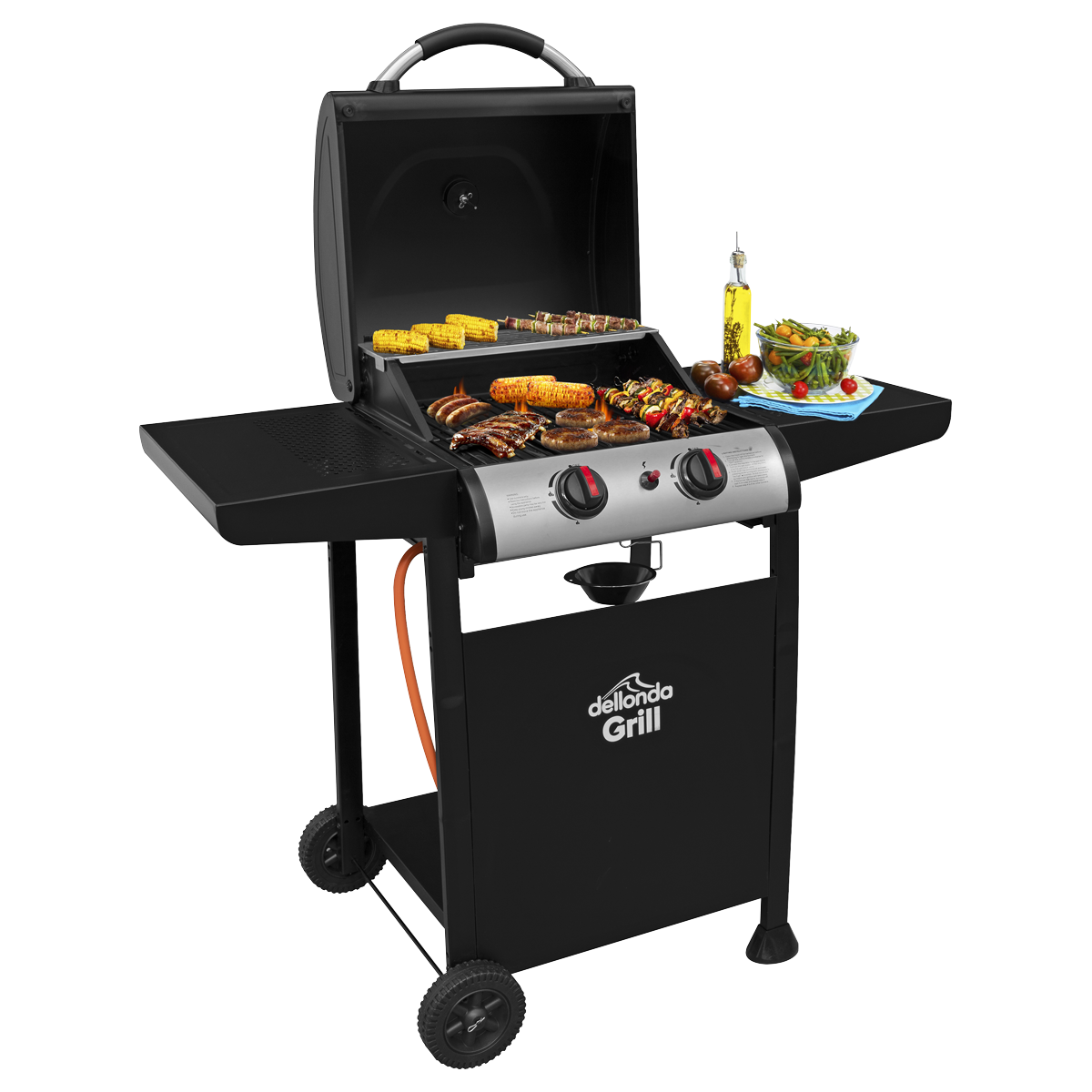 Dellonda DG13 Dellonda 2 Burner Gas BBQ Grill with Piezo Ignition & Thermometer
