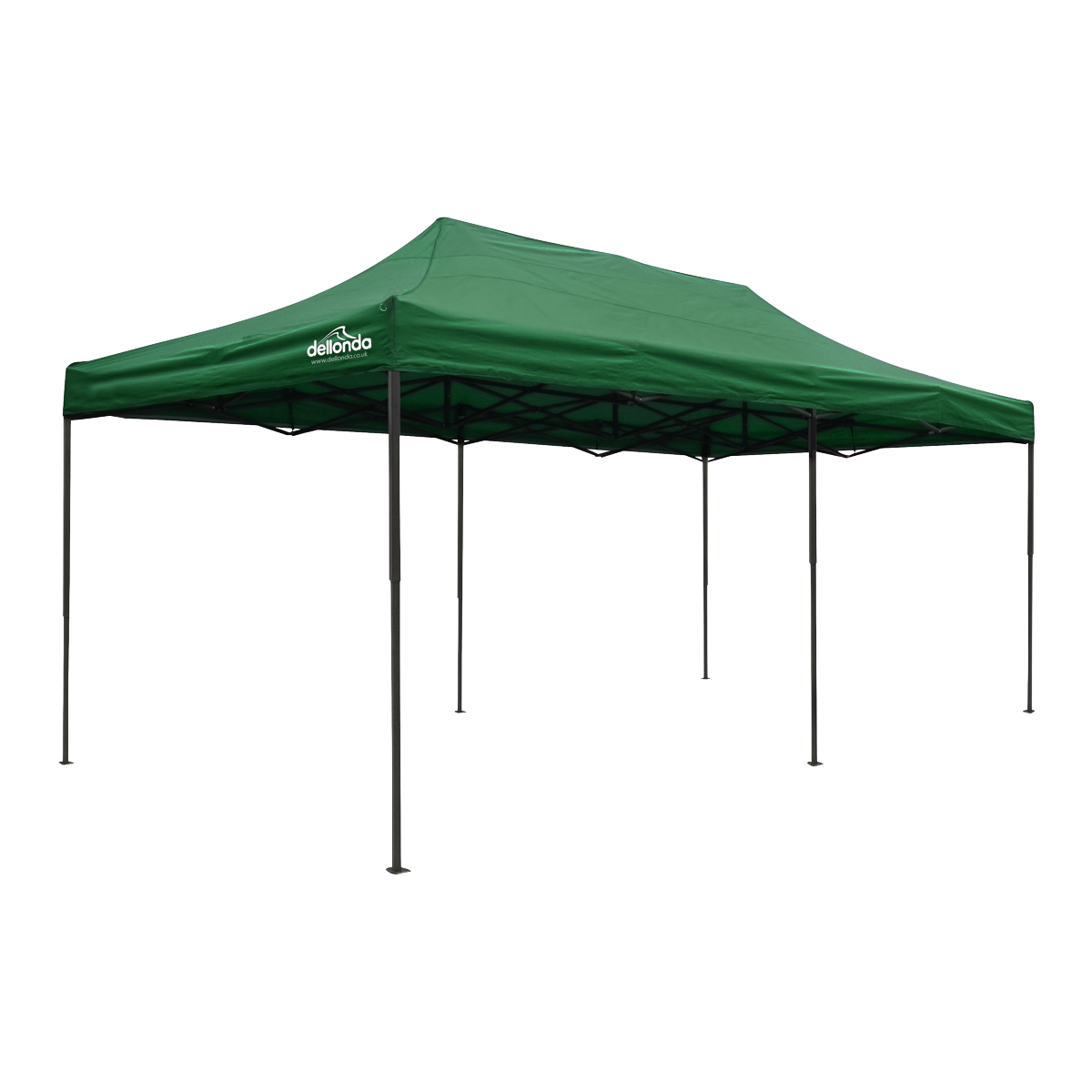 Dellonda DG140 Dellonda Premium 3x6m Pop-Up Gazebo, Heavy Duty, PVC Coated, Water-Resistant Fabric, Supplied with Carry Bag, Rope, Stakes & Weight Bags - Dark Green Canopy
