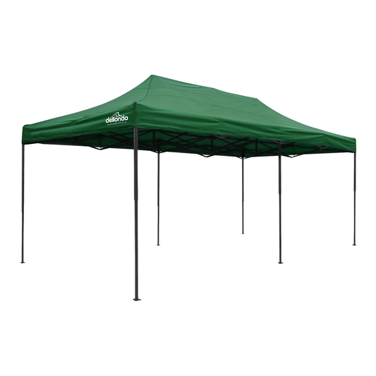 Dellonda DG140 Dellonda Premium 3x6m Pop-Up Gazebo, Heavy Duty, PVC Coated, Water-Resistant Fabric, Supplied with Carry Bag, Rope, Stakes & Weight Bags - Dark Green Canopy