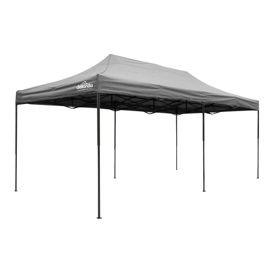 Dellonda DG141 Dellonda Premium 3x6m Pop-Up Gazebo, Heavy Duty, PVC Coated, Water-Resistant Fabric, Supplied with Carry Bag, Rope, Stakes & Weight Bags - Grey Canopy