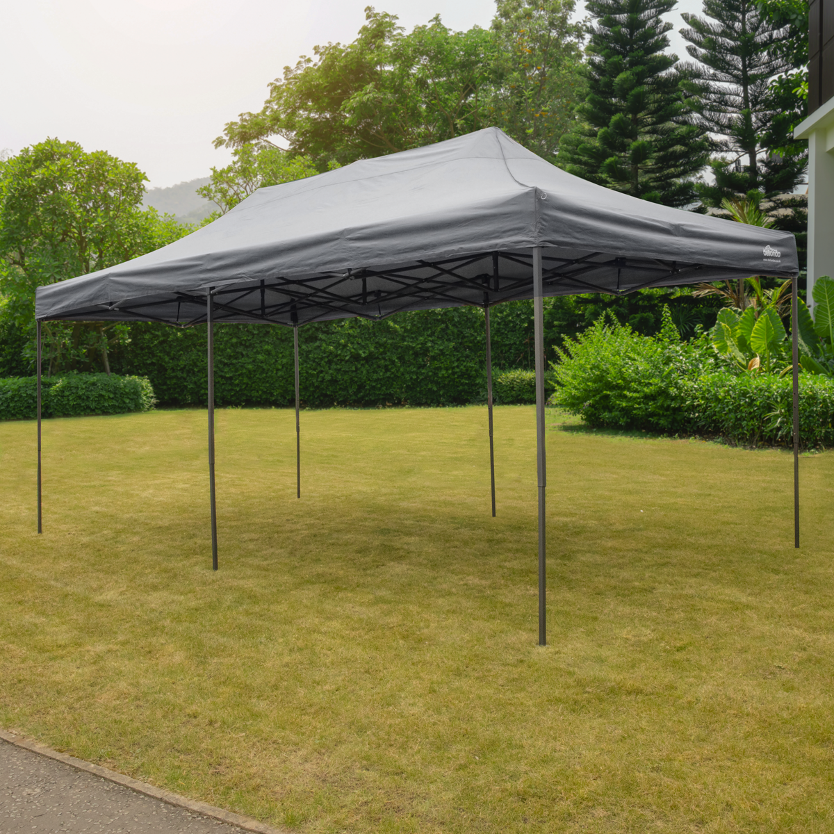 Dellonda DG141 Dellonda Premium 3x6m Pop-Up Gazebo, Heavy Duty, PVC Coated, Water-Resistant Fabric, Supplied with Carry Bag, Rope, Stakes & Weight Bags - Grey Canopy