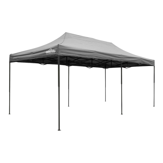 Dellonda DG141 Dellonda Premium 3x6m Pop-Up Gazebo, Heavy Duty, PVC Coated, Water-Resistant Fabric, Supplied with Carry Bag, Rope, Stakes & Weight Bags - Grey Canopy