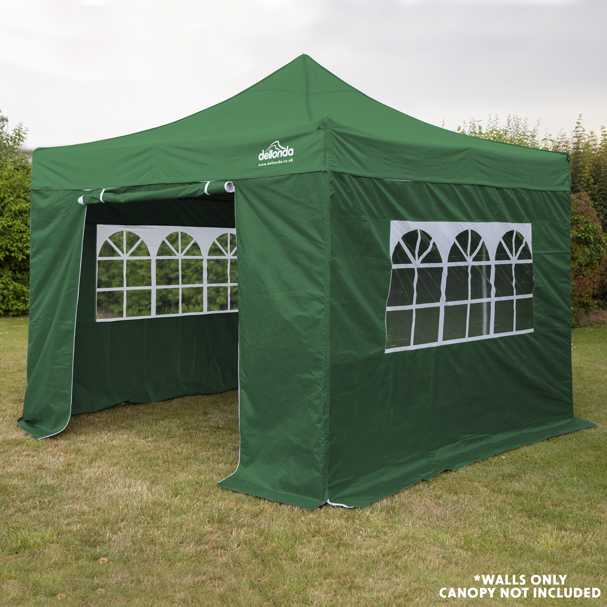 Dellonda DG144 Dellonda Premium Side Walls/Doors/Windows for Gazebo/Marquee, Fits 2 x 2m Models - Dark Green