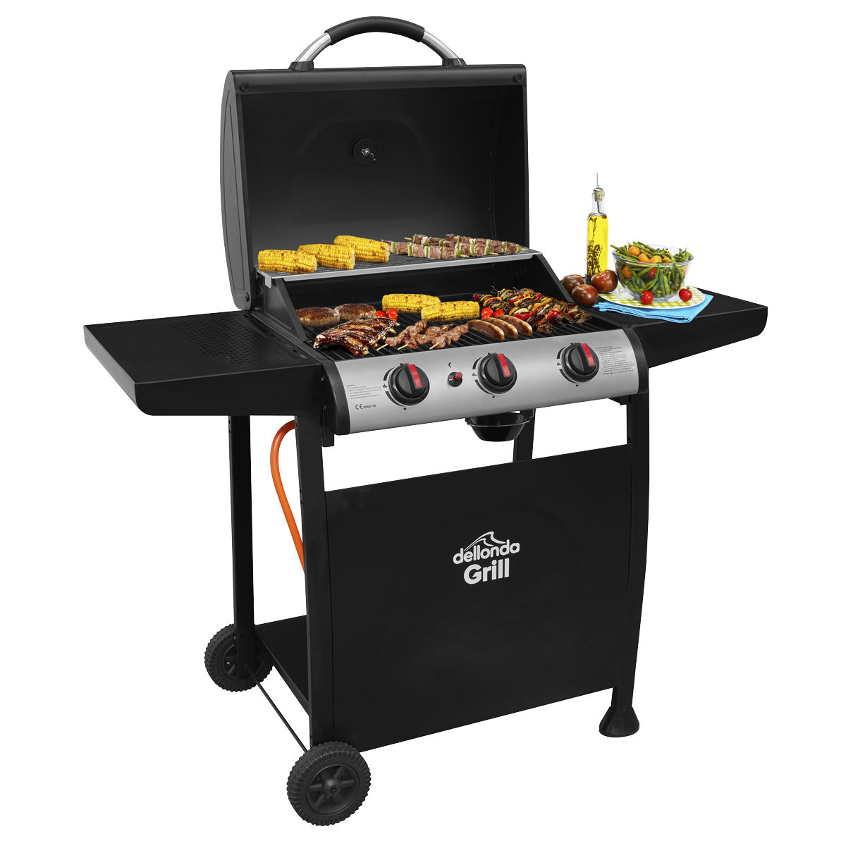 Dellonda DG14 Dellonda 3 Burner Gas BBQ Grill with Piezo Ignition & Thermometer