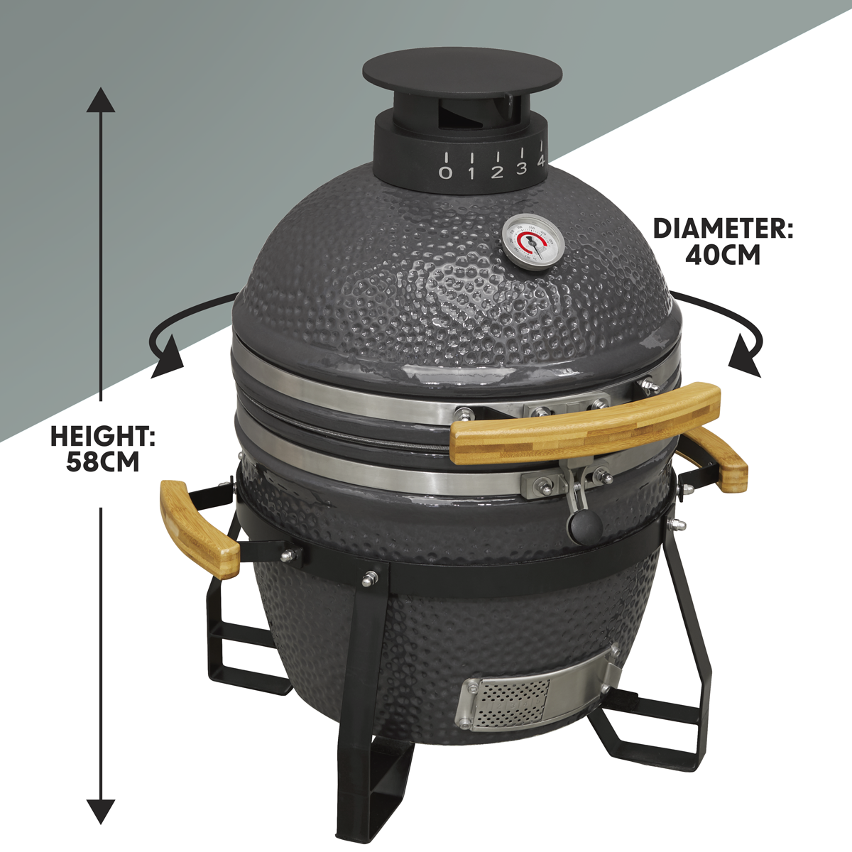 Dellonda DG158 Dellonda Deluxe 16"(40cm) Ceramic Kamado Style BBQ
