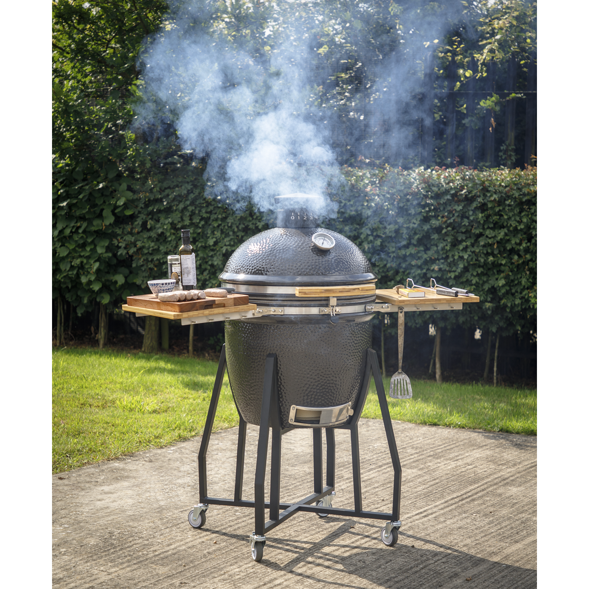 Dellonda DG159 Dellonda Deluxe 22"(56cm) Ceramic Kamado Style BBQ with Wheeled Stand