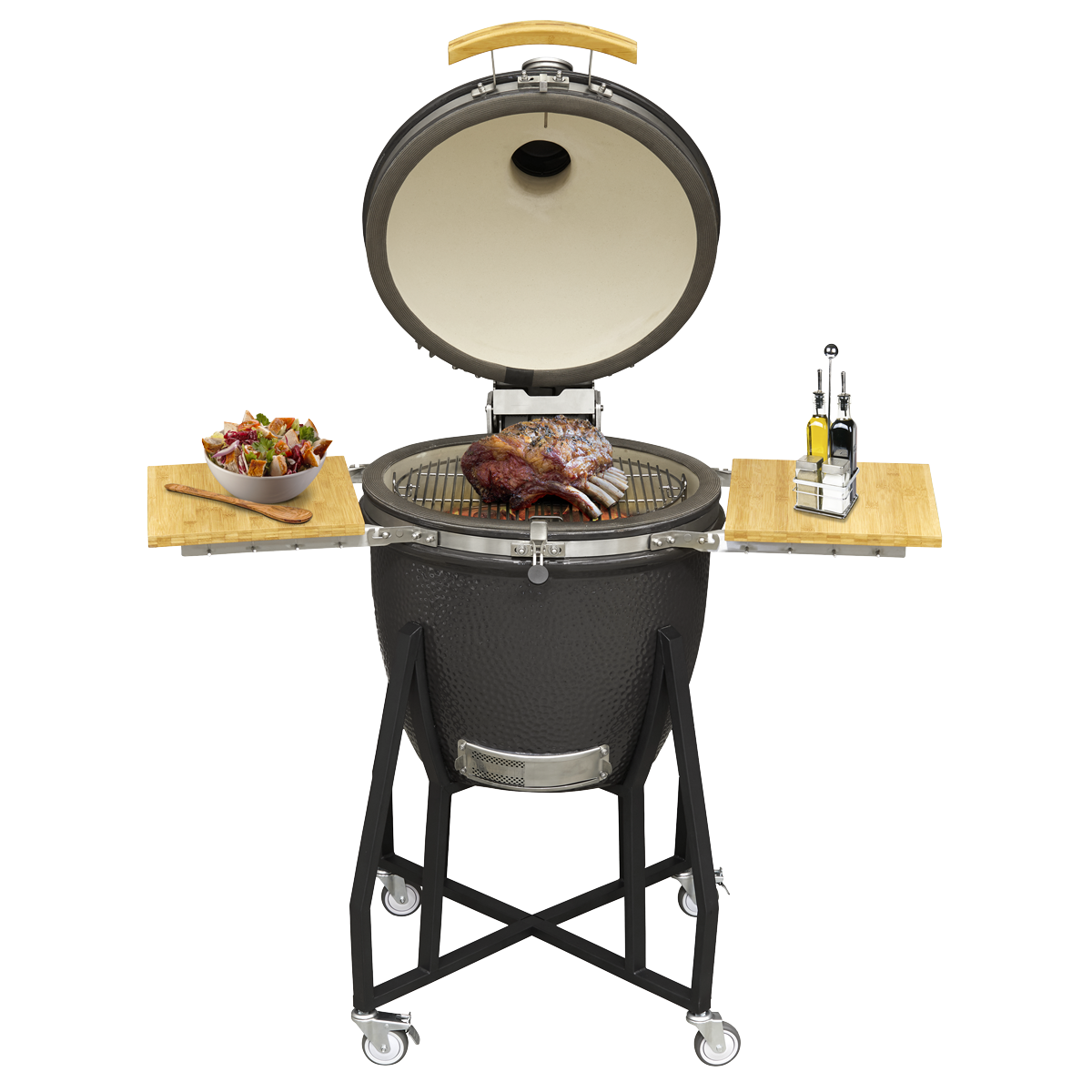 Dellonda DG159 Dellonda Deluxe 22"(56cm) Ceramic Kamado Style BBQ with Wheeled Stand