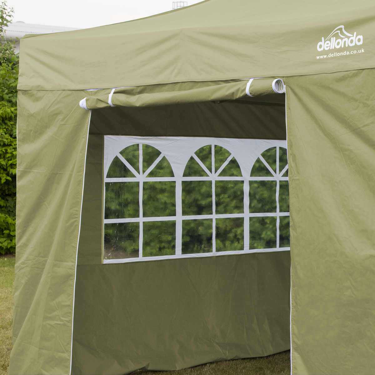 Dellonda DG160 Dellonda Premium 2x2m Pop-Up Gazebo & Side Walls, PVC Coated, Water-Resistant Fabric, Supplied with Carry Bag, Rope, Stakes & Weight Bags - Beige
