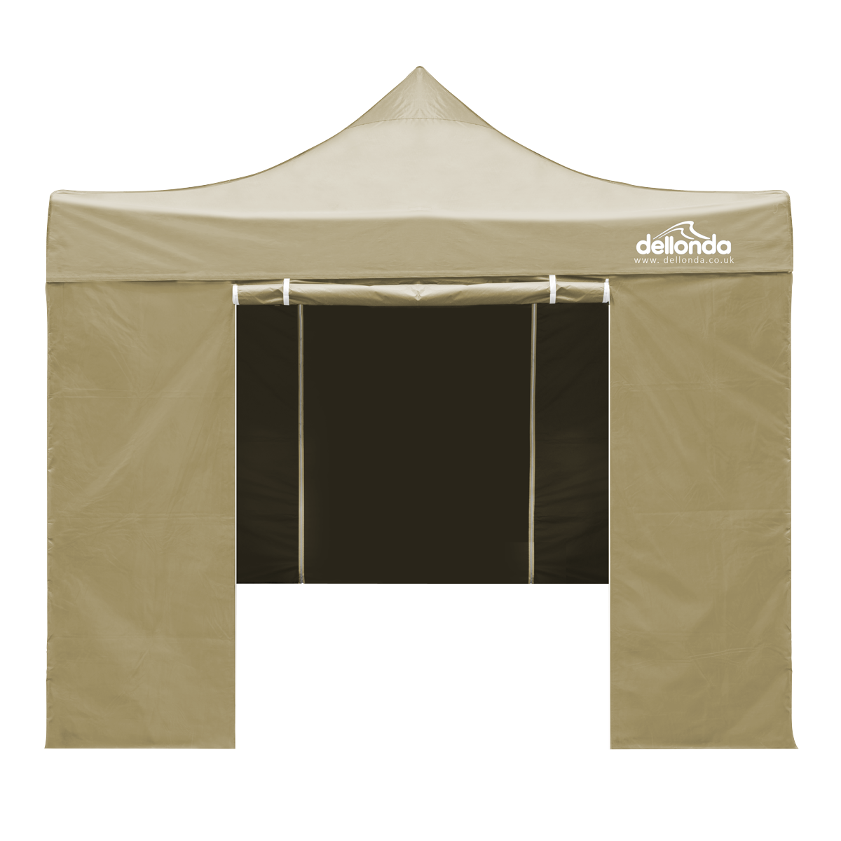 Dellonda DG160 Dellonda Premium 2x2m Pop-Up Gazebo & Side Walls, PVC Coated, Water-Resistant Fabric, Supplied with Carry Bag, Rope, Stakes & Weight Bags - Beige