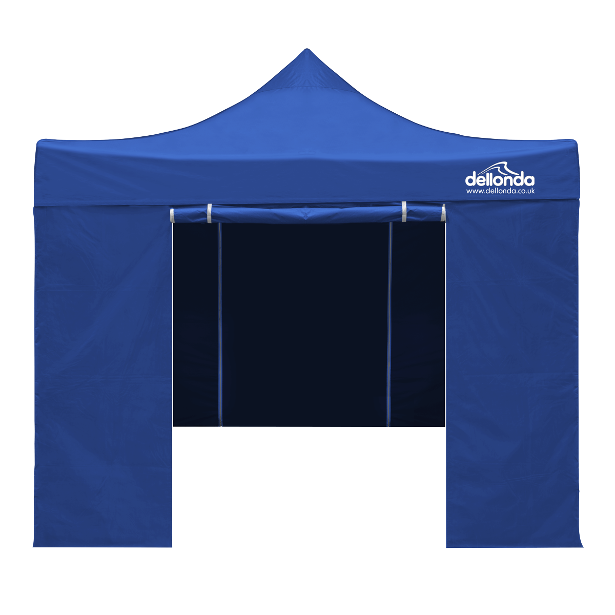 Dellonda DG161 Dellonda Premium 2x2m Pop-Up Gazebo & Side Walls, PVC Coated, Water-Resistant Fabric, Supplied with Carry Bag, Rope, Stakes & Weight Bags - Blue