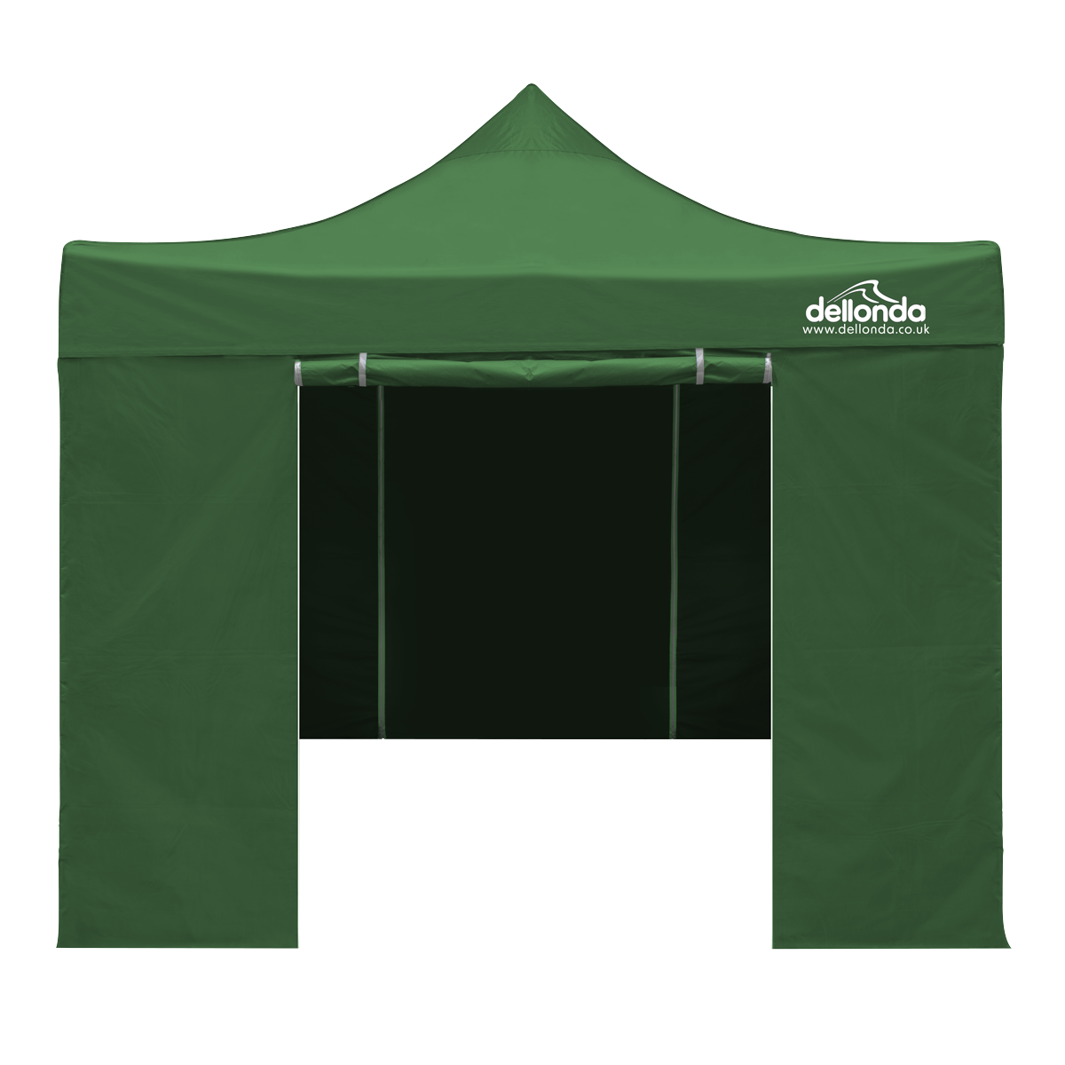 Dellonda DG162 Dellonda Premium 2x2m Pop-Up Gazebo & Side Walls, PVC Coated, Water-Resistant Fabric with Carry Bag, Rope, Stakes & Weight Bags - Green