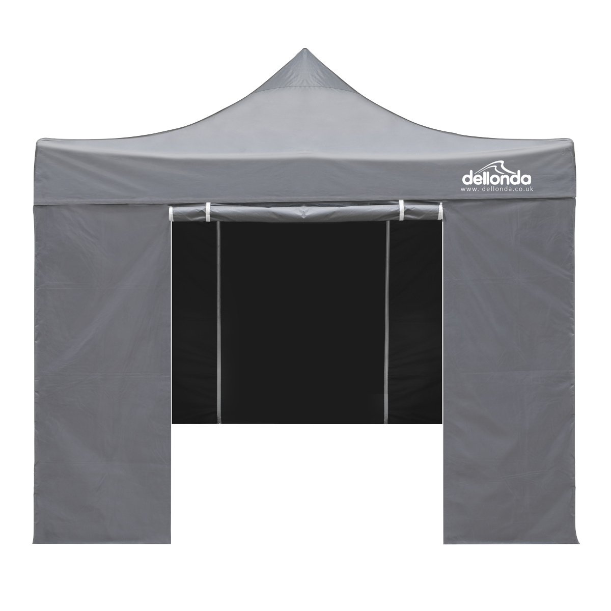 Dellonda DG163 Dellonda Premium 2x2m Pop-Up Gazebo & Side Walls, PVC Coated, Water-Resistant Fabric, Supplied with Carry Bag, Rope, Stakes & Weight Bags - Grey