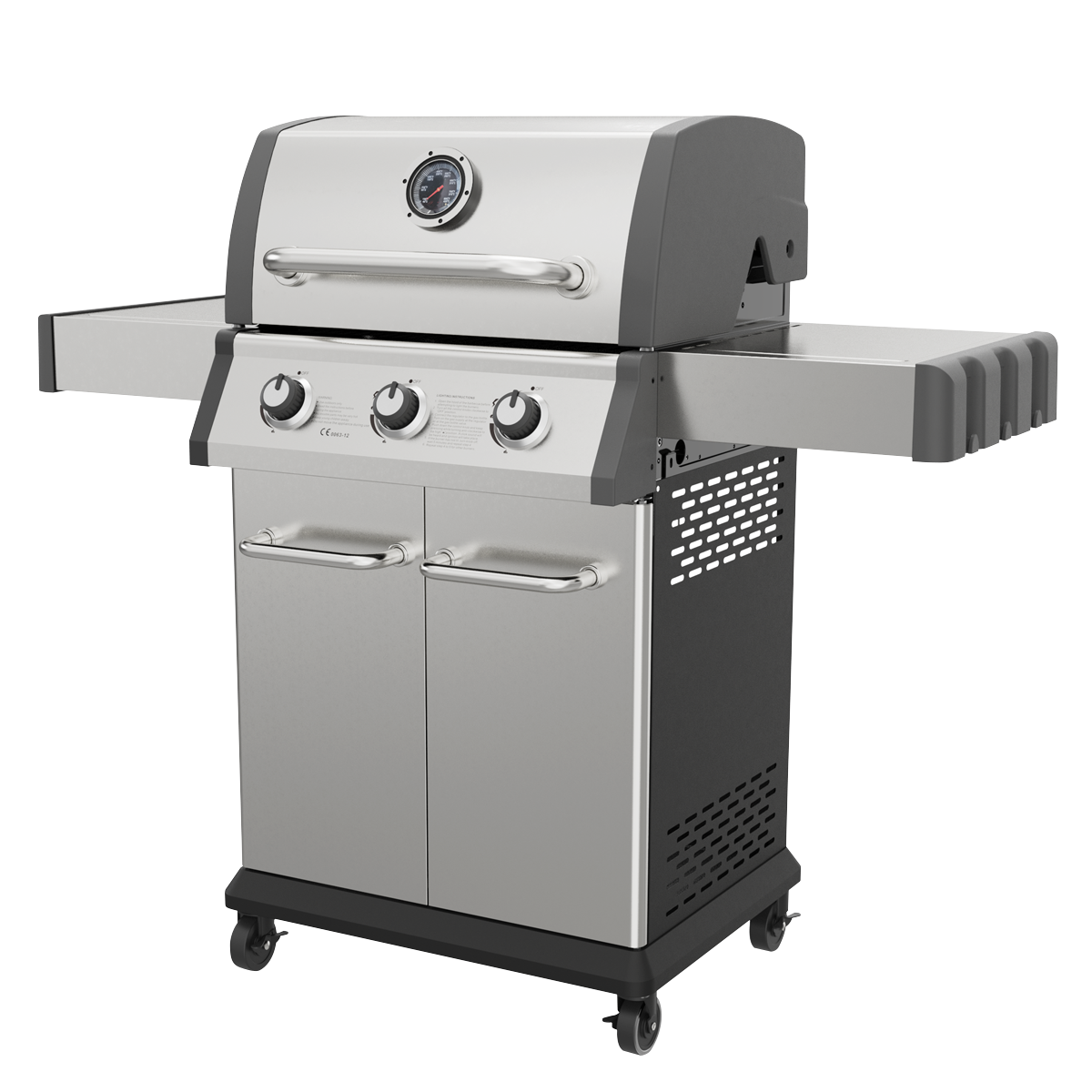 Dellonda DG16 Dellonda 3 Burner Deluxe Gas BBQ Grill with Piezo Ignition & Thermometer - Stainless Steel
