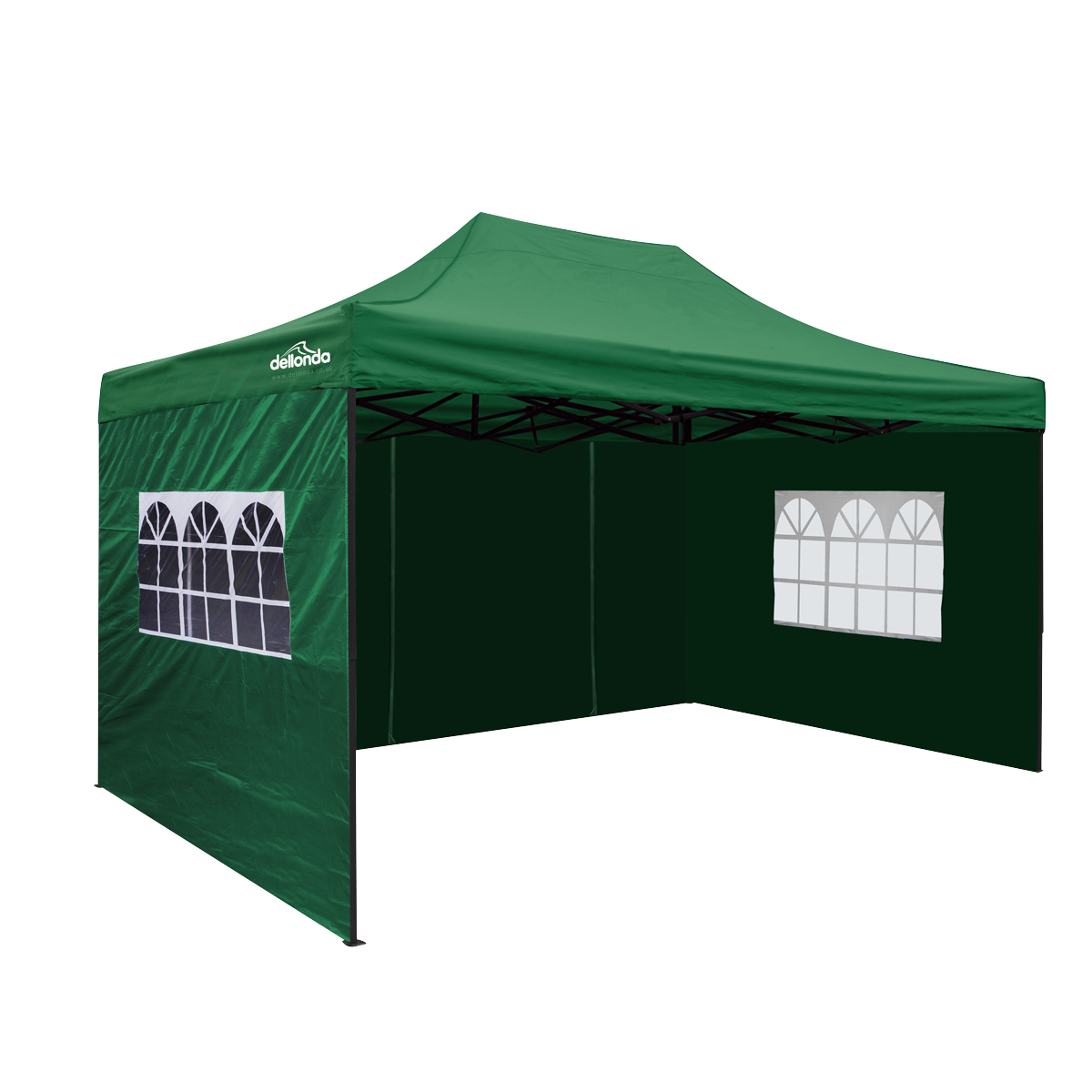 Dellonda DG170 Dellonda Premium 3x4.5m Pop-Up Gazebo & Side Walls, PVC Coated, Water-Resistant Fabric with Carry Bag, Rope, Stakes & Weight Bags - Green