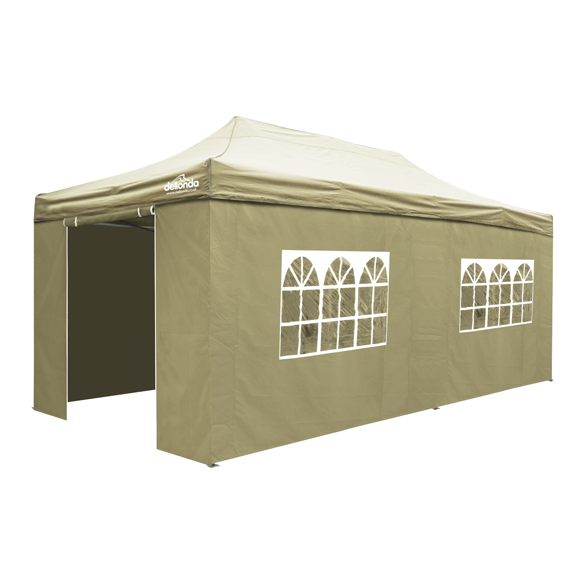 Dellonda DG172 Dellonda Premium 3x6m Pop-Up Gazebo & Side Walls, PVC Coated, Water-Resistant Fabric with Carry Bag, Rope, Stakes & Weight Bags - Beige