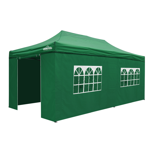 Dellonda DG174 Dellonda Premium 3x6m Pop-Up Gazebo & Side Walls, PVC Coated, Water-Resistant Fabric with Carry Bag, Rope, Stakes & Weight Bags - Green