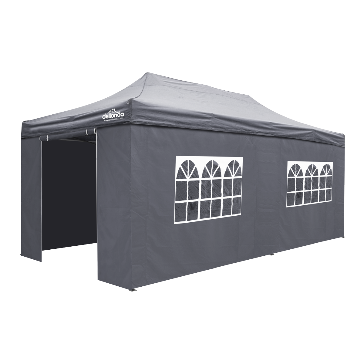 Dellonda DG175 Dellonda Premium 3x6m Pop-Up Gazebo & Side Walls, PVC Coated, Water-Resistant Fabric with Carry Bag, Rope, Stakes & Weight Bags - Grey