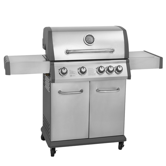 Dellonda DG17 Dellonda 4+1 Burner Deluxe Gas BBQ Grill with Piezo Ignition & Thermometer - Stainless Steel