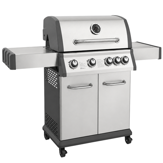 Dellonda DG17 Dellonda 4+1 Burner Deluxe Gas BBQ Grill with Piezo Ignition & Thermometer - Stainless Steel