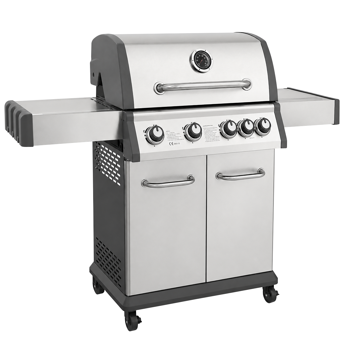 Dellonda DG17 Dellonda 4+1 Burner Deluxe Gas BBQ Grill with Piezo Ignition & Thermometer - Stainless Steel